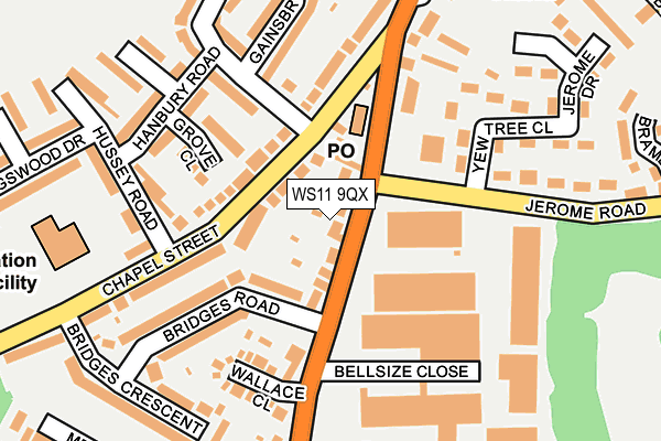 WS11 9QX map - OS OpenMap – Local (Ordnance Survey) WS11 9QX map - OS OpenMap – Local (Ordnance Survey)
