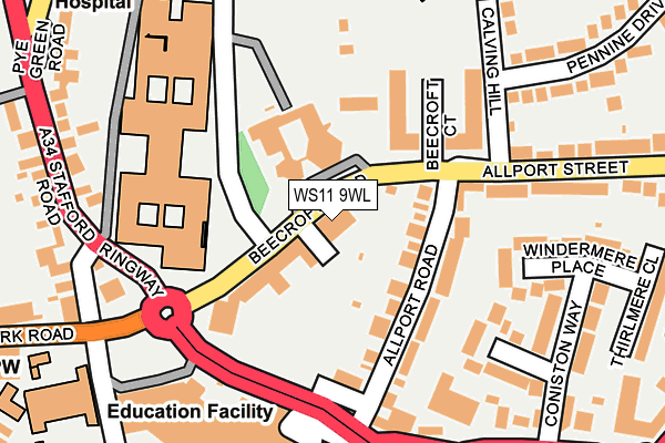 WS11 9WL map - OS OpenMap – Local (Ordnance Survey) WS11 9WL map - OS OpenMap – Local (Ordnance Survey)
