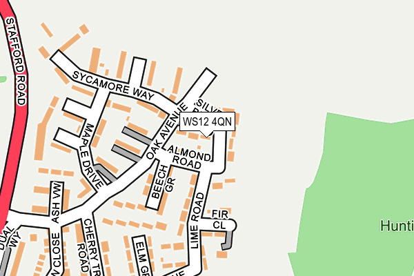 WS12 4QN map - OS OpenMap – Local (Ordnance Survey) WS12 4QN map - OS OpenMap – Local (Ordnance Survey)