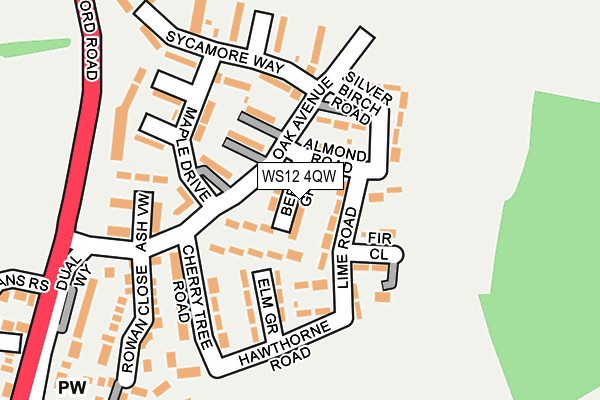 WS12 4QW map - OS OpenMap – Local (Ordnance Survey) WS12 4QW map - OS OpenMap – Local (Ordnance Survey)