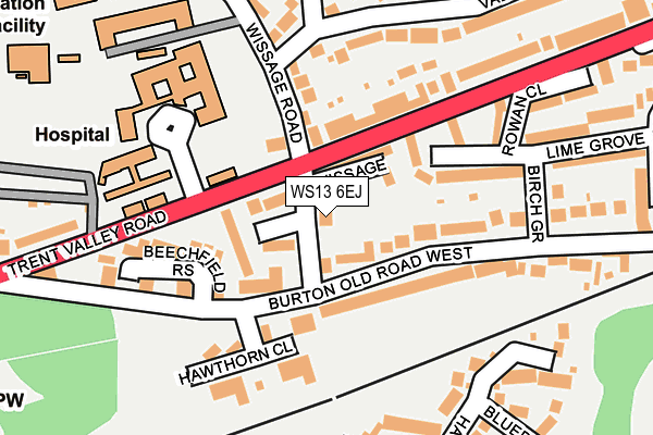 WS13 6EJ map - OS OpenMap – Local (Ordnance Survey) WS13 6EJ map - OS OpenMap – Local (Ordnance Survey)