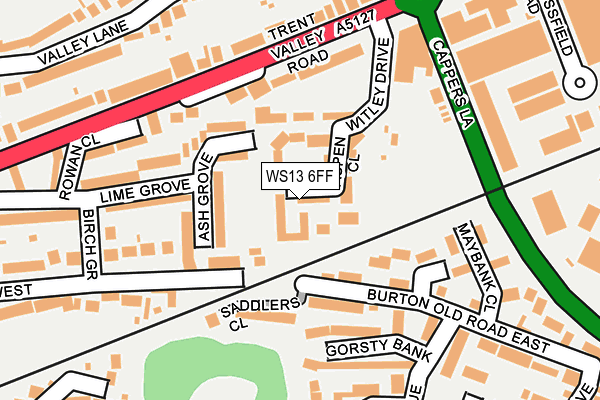 WS13 6FF map - OS OpenMap – Local (Ordnance Survey) WS13 6FF map - OS OpenMap – Local (Ordnance Survey)