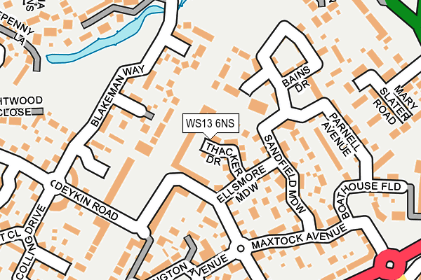 WS13 6NS map - OS OpenMap – Local (Ordnance Survey) WS13 6NS map - OS OpenMap – Local (Ordnance Survey)