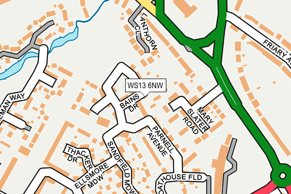 WS13 6NW map - OS OpenMap – Local (Ordnance Survey) WS13 6NW map - OS OpenMap – Local (Ordnance Survey)