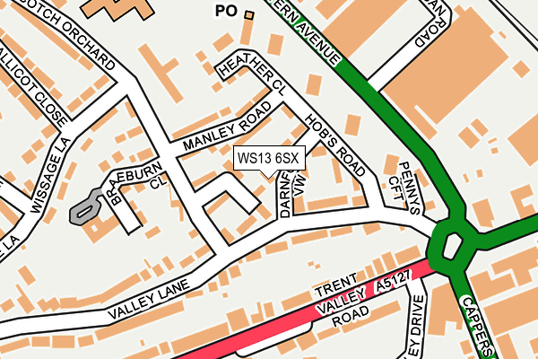 WS13 6SX map - OS OpenMap – Local (Ordnance Survey) WS13 6SX map - OS OpenMap – Local (Ordnance Survey)