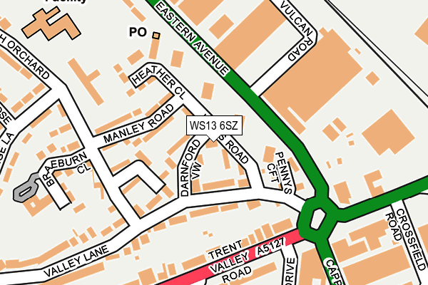 WS13 6SZ map - OS OpenMap – Local (Ordnance Survey) WS13 6SZ map - OS OpenMap – Local (Ordnance Survey)