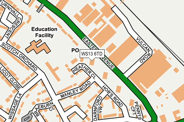 WS13 6TD map - OS OpenMap – Local (Ordnance Survey) WS13 6TD map - OS OpenMap – Local (Ordnance Survey)