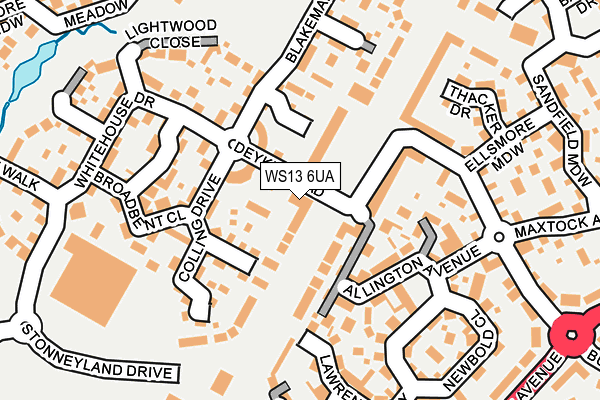 WS13 6UA map - OS OpenMap – Local (Ordnance Survey)