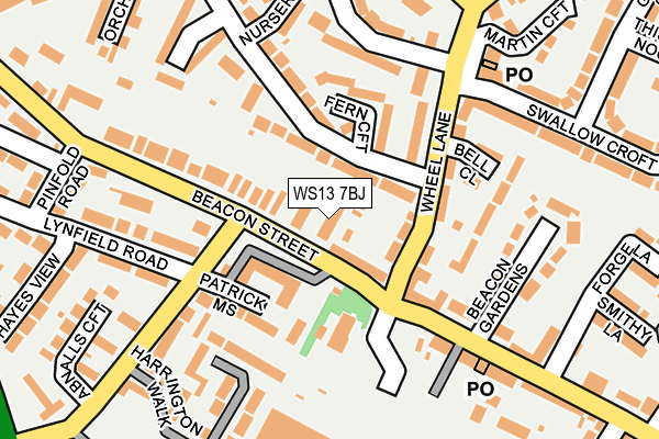 WS13 7BJ map - OS OpenMap – Local (Ordnance Survey) WS13 7BJ map - OS OpenMap – Local (Ordnance Survey)