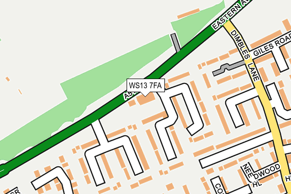 WS13 7FA map - OS OpenMap – Local (Ordnance Survey) WS13 7FA map - OS OpenMap – Local (Ordnance Survey)