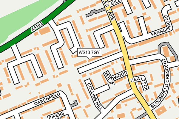 WS13 7GY map - OS OpenMap – Local (Ordnance Survey) WS13 7GY map - OS OpenMap – Local (Ordnance Survey)
