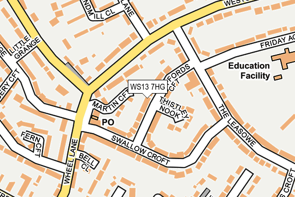 WS13 7HG map - OS OpenMap – Local (Ordnance Survey) WS13 7HG map - OS OpenMap – Local (Ordnance Survey)
