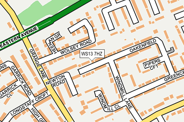 WS13 7HZ map - OS OpenMap – Local (Ordnance Survey) WS13 7HZ map - OS OpenMap – Local (Ordnance Survey)