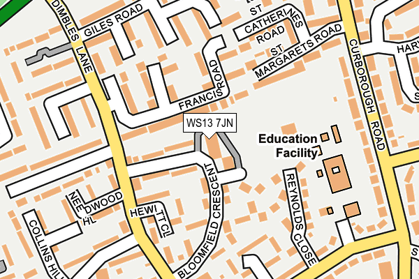 WS13 7JN map - OS OpenMap – Local (Ordnance Survey) WS13 7JN map - OS OpenMap – Local (Ordnance Survey)