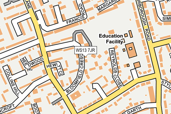 WS13 7JR map - OS OpenMap – Local (Ordnance Survey) WS13 7JR map - OS OpenMap – Local (Ordnance Survey)