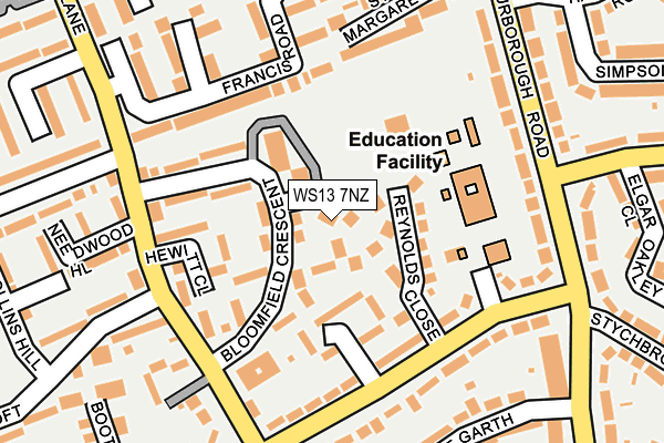 WS13 7NZ map - OS OpenMap – Local (Ordnance Survey) WS13 7NZ map - OS OpenMap – Local (Ordnance Survey)
