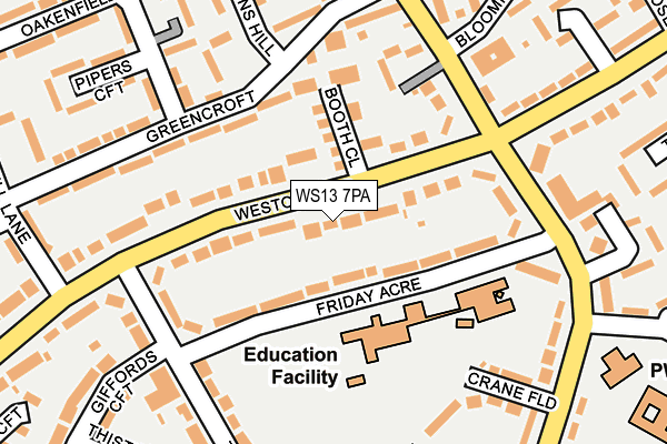 WS13 7PA map - OS OpenMap – Local (Ordnance Survey) WS13 7PA map - OS OpenMap – Local (Ordnance Survey)