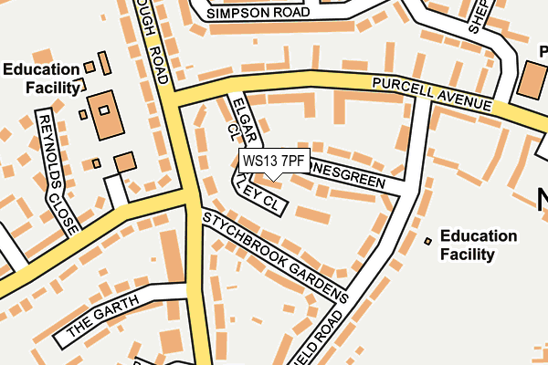 WS13 7PF map - OS OpenMap – Local (Ordnance Survey) WS13 7PF map - OS OpenMap – Local (Ordnance Survey)