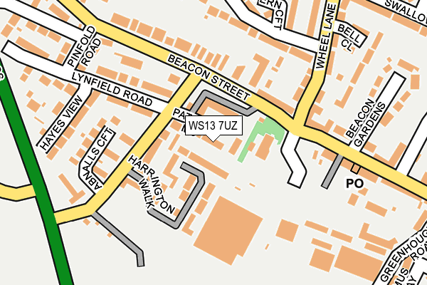 WS13 7UZ map - OS OpenMap – Local (Ordnance Survey) WS13 7UZ map - OS OpenMap – Local (Ordnance Survey)