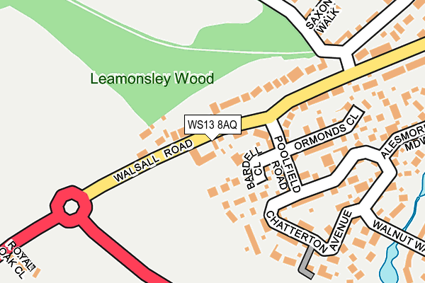 WS13 8AQ map - OS OpenMap – Local (Ordnance Survey) WS13 8AQ map - OS OpenMap – Local (Ordnance Survey)