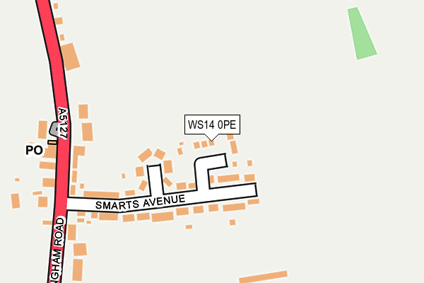 WS14 0PE map - OS OpenMap – Local (Ordnance Survey) WS14 0PE map - OS OpenMap – Local (Ordnance Survey)