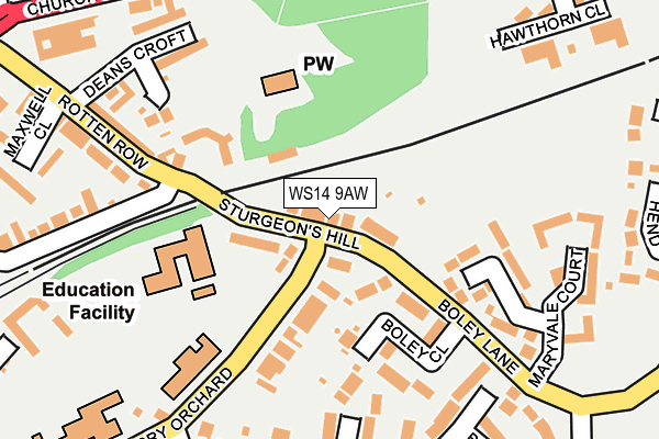 WS14 9AW map - OS OpenMap – Local (Ordnance Survey) WS14 9AW map - OS OpenMap – Local (Ordnance Survey)