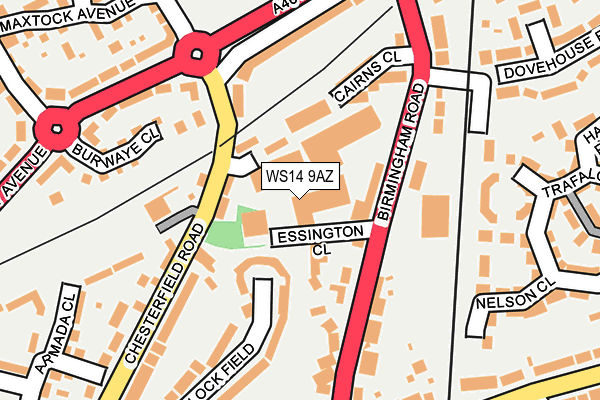 WS14 9AZ map - OS OpenMap – Local (Ordnance Survey) WS14 9AZ map - OS OpenMap – Local (Ordnance Survey)