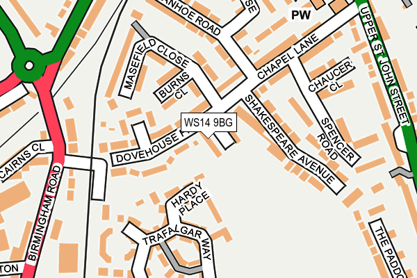 WS14 9BG map - OS OpenMap – Local (Ordnance Survey)