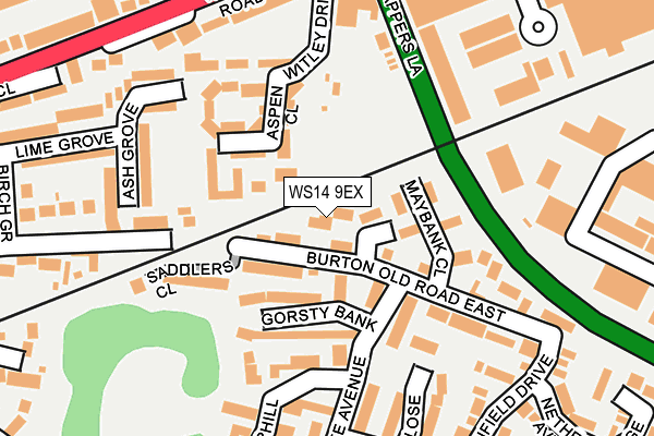 WS14 9EX map - OS OpenMap – Local (Ordnance Survey) WS14 9EX map - OS OpenMap – Local (Ordnance Survey)