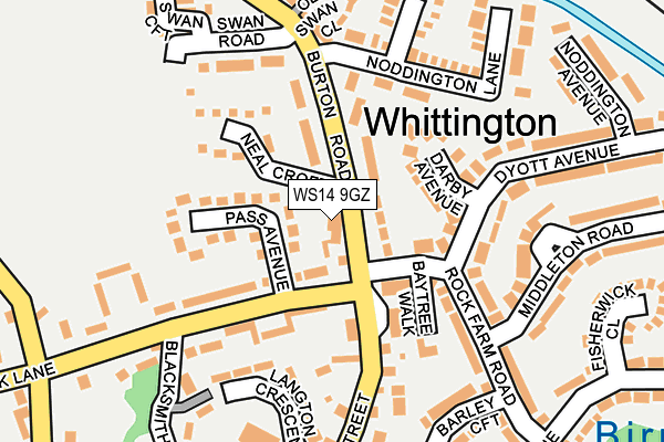 WS14 9GZ map - OS OpenMap – Local (Ordnance Survey) WS14 9GZ map - OS OpenMap – Local (Ordnance Survey)