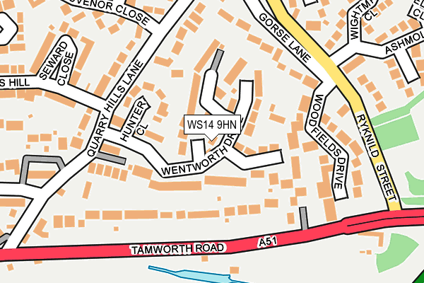 WS14 9HN map - OS OpenMap – Local (Ordnance Survey) WS14 9HN map - OS OpenMap – Local (Ordnance Survey)