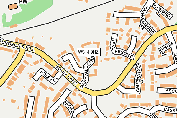 WS14 9HZ map - OS OpenMap – Local (Ordnance Survey) WS14 9HZ map - OS OpenMap – Local (Ordnance Survey)