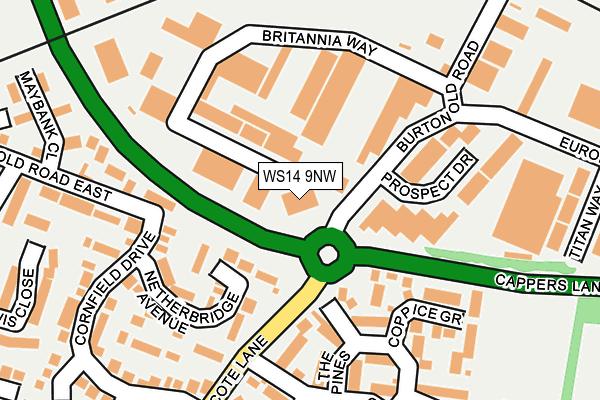 WS14 9NW map - OS OpenMap – Local (Ordnance Survey) WS14 9NW map - OS OpenMap – Local (Ordnance Survey)