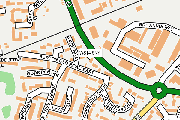 WS14 9NY map - OS OpenMap – Local (Ordnance Survey) WS14 9NY map - OS OpenMap – Local (Ordnance Survey)