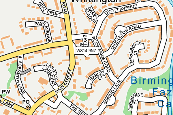 WS14 9NZ map - OS OpenMap – Local (Ordnance Survey) WS14 9NZ map - OS OpenMap – Local (Ordnance Survey)