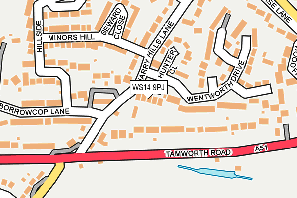 WS14 9PJ map - OS OpenMap – Local (Ordnance Survey) WS14 9PJ map - OS OpenMap – Local (Ordnance Survey)