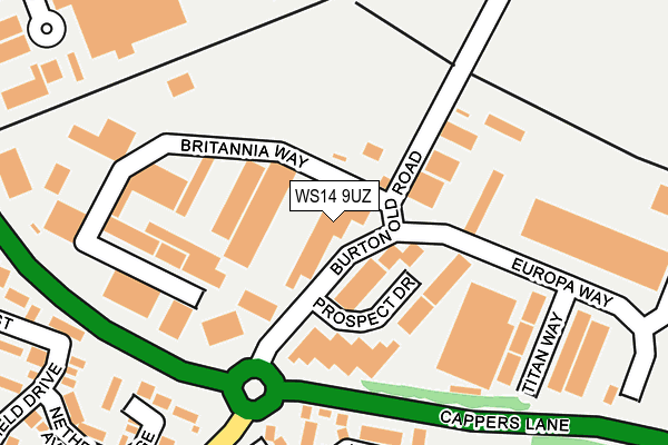 WS14 9UZ map - OS OpenMap – Local (Ordnance Survey) WS14 9UZ map - OS OpenMap – Local (Ordnance Survey)