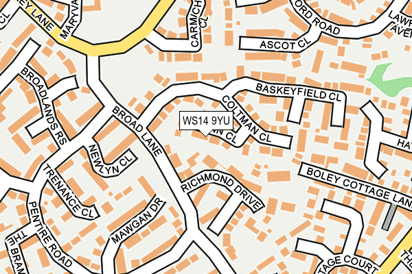 WS14 9YU map - OS OpenMap – Local (Ordnance Survey) WS14 9YU map - OS OpenMap – Local (Ordnance Survey)