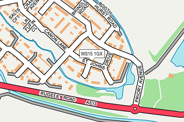 WS15 1GX map - OS OpenMap – Local (Ordnance Survey) WS15 1GX map - OS OpenMap – Local (Ordnance Survey)