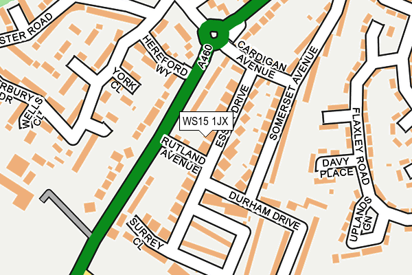 WS15 1JX map - OS OpenMap – Local (Ordnance Survey) WS15 1JX map - OS OpenMap – Local (Ordnance Survey)