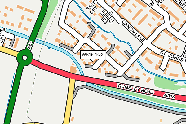 WS15 1QX map - OS OpenMap – Local (Ordnance Survey) WS15 1QX map - OS OpenMap – Local (Ordnance Survey)
