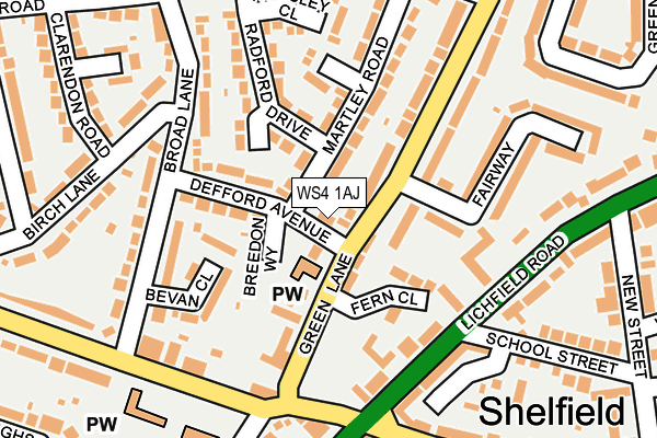 WS4 1AJ map - OS OpenMap – Local (Ordnance Survey) WS4 1AJ map - OS OpenMap – Local (Ordnance Survey)