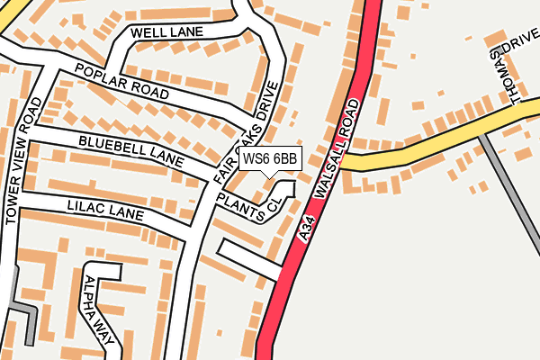 WS6 6BB map - OS OpenMap – Local (Ordnance Survey) WS6 6BB map - OS OpenMap – Local (Ordnance Survey)