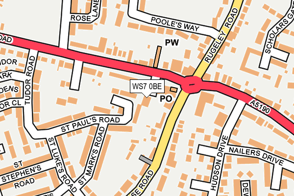 WS7 0BE map - OS OpenMap – Local (Ordnance Survey) WS7 0BE map - OS OpenMap – Local (Ordnance Survey)
