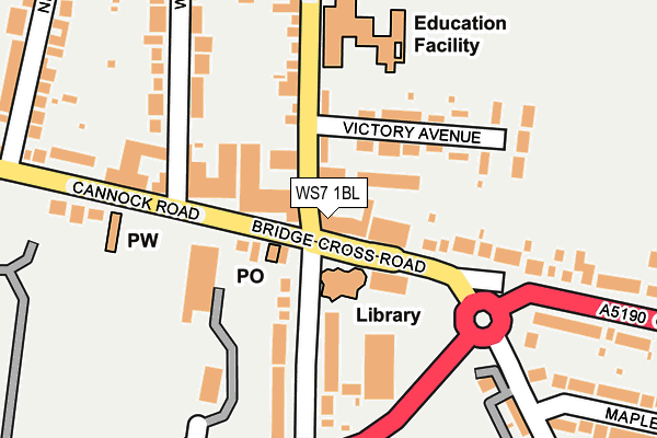 WS7 1BL map - OS OpenMap – Local (Ordnance Survey) WS7 1BL map - OS OpenMap – Local (Ordnance Survey)