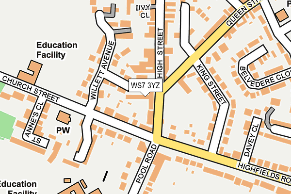 WS7 3YZ map - OS OpenMap – Local (Ordnance Survey) WS7 3YZ map - OS OpenMap – Local (Ordnance Survey)