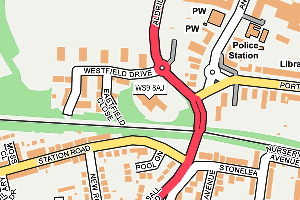 WS9 8AJ map - OS OpenMap – Local (Ordnance Survey) WS9 8AJ map - OS OpenMap – Local (Ordnance Survey)