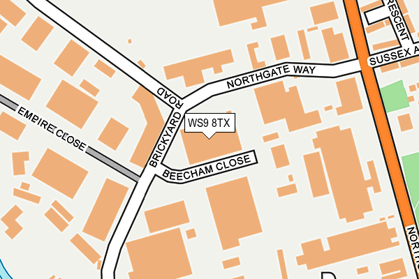 WS9 8TX map - OS OpenMap – Local (Ordnance Survey) WS9 8TX map - OS OpenMap – Local (Ordnance Survey)