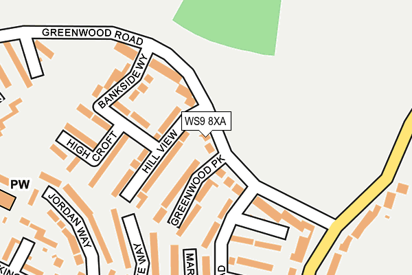 WS9 8XA map - OS OpenMap – Local (Ordnance Survey) WS9 8XA map - OS OpenMap – Local (Ordnance Survey)