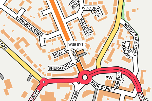WS9 8YT map - OS OpenMap – Local (Ordnance Survey) WS9 8YT map - OS OpenMap – Local (Ordnance Survey)